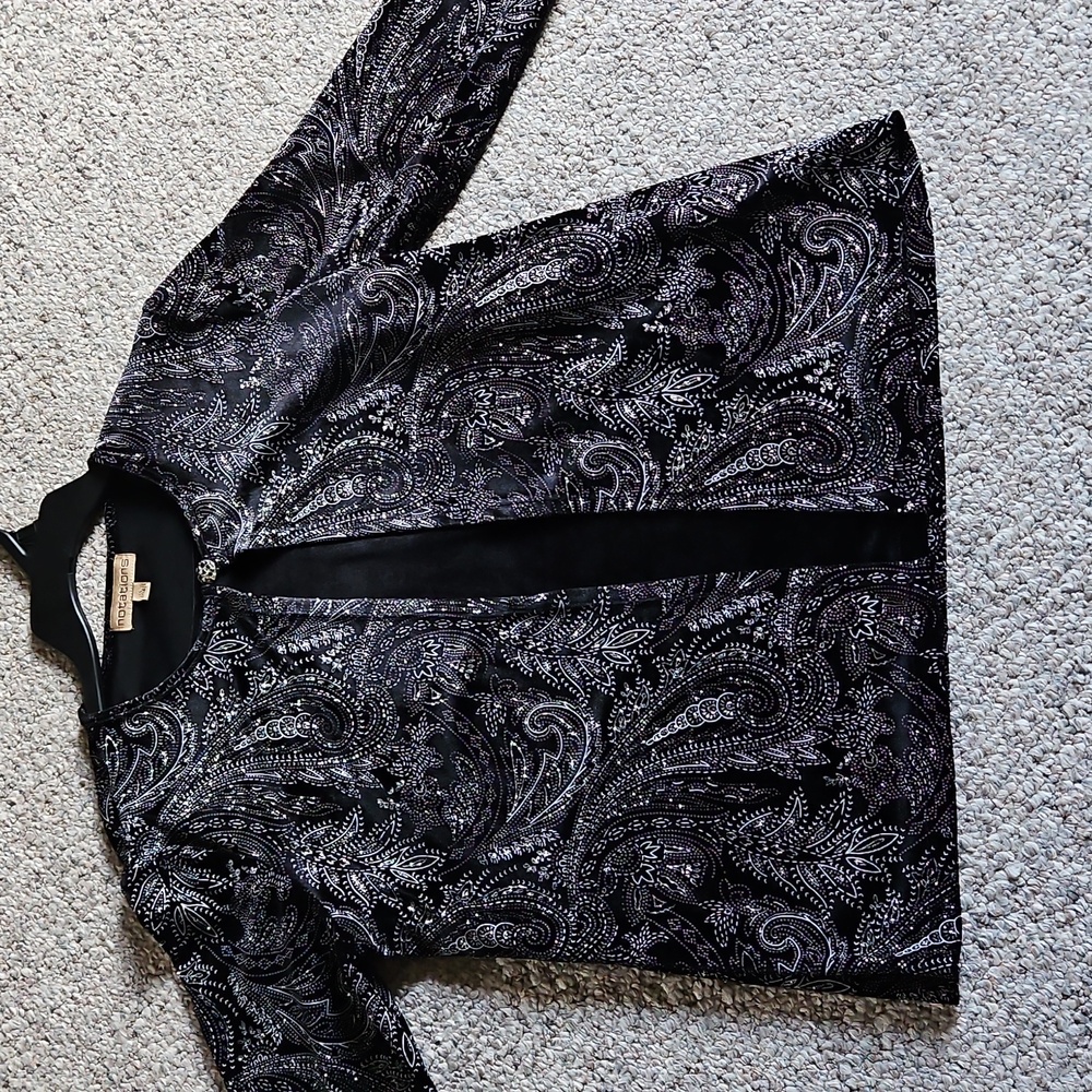 Notations Black And Silver Glitter Velvet Pattern… - image 2